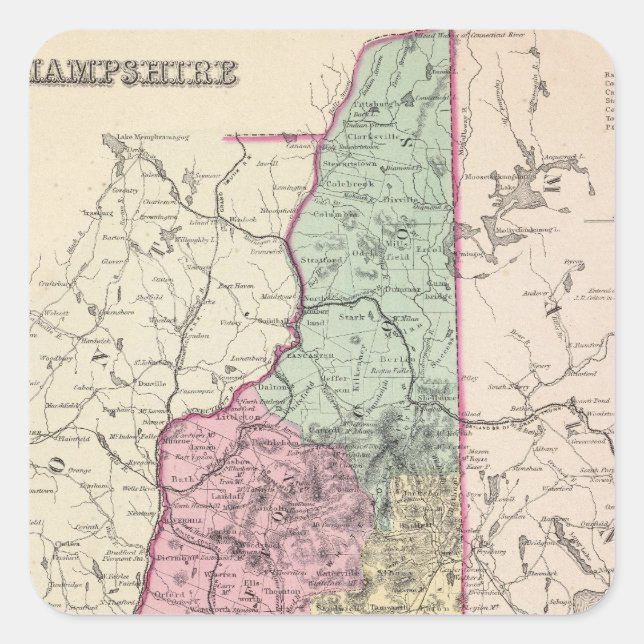 New Hampshire Square Sticker (Front)