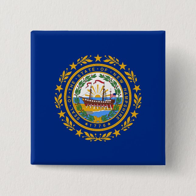 New Hampshire State Flag 15 Cm Square Badge (Front)
