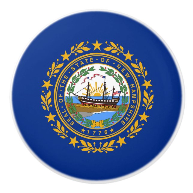 New Hampshire State Flag Ceramic Knob (Front)