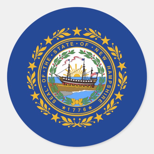 New Hampshire State Flag Classic Round Sticker (Front)