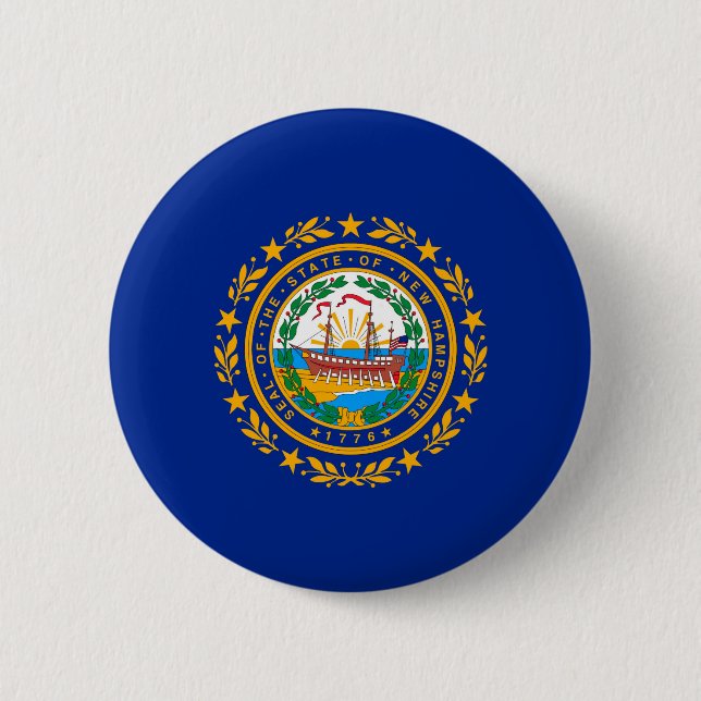 New Hampshire State Flag Design 6 Cm Round Badge (Front)