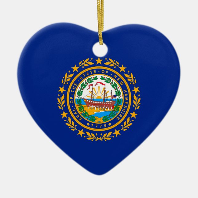 New Hampshire State Flag Design Ceramic Tree Decoration (Front)