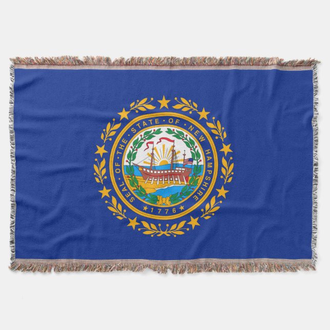 New Hampshire State Flag Design Decor Throw Blanket (Front)
