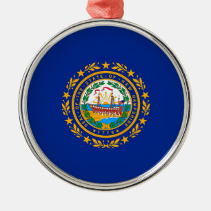 New Hampshire State Flag Design Metal Tree Decoration