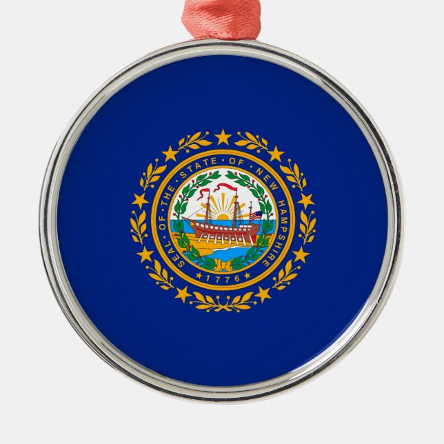 New Hampshire State Flag Design Metal Tree Decoration (Front)