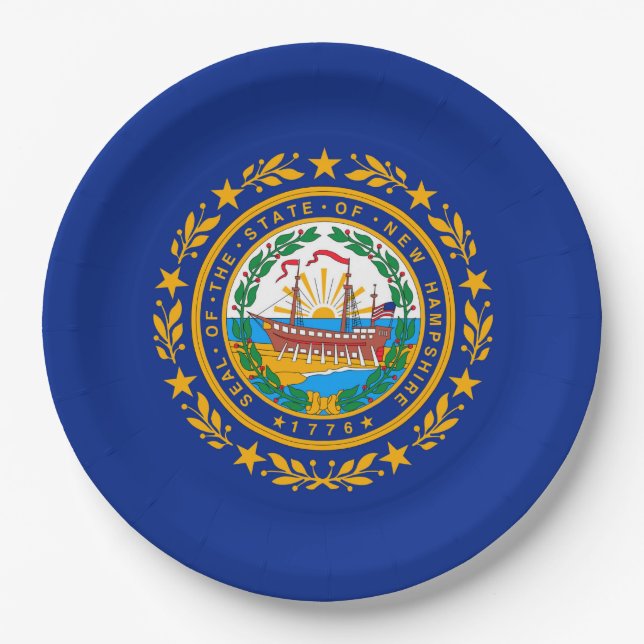 New Hampshire State Flag Design Paper Plate (Front)