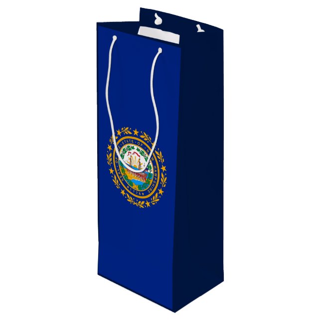 New Hampshire State Flag Design Wine Gift Bag (Back Angled)