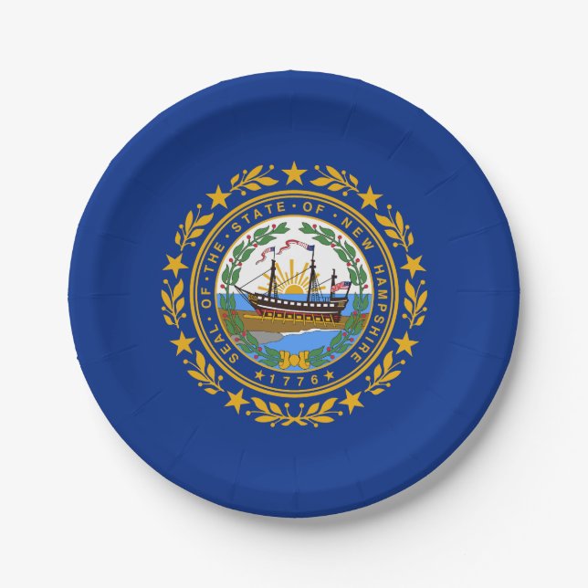 New Hampshire State Flag Paper Plate (Front)