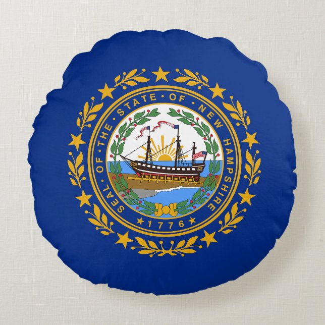New Hampshire State Flag Round Cushion (Front)