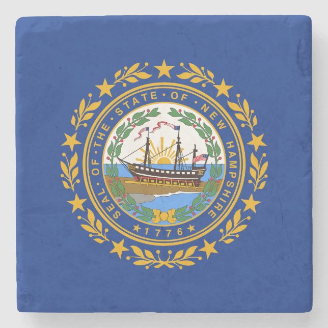New Hampshire State Flag Stone Coaster (Front)