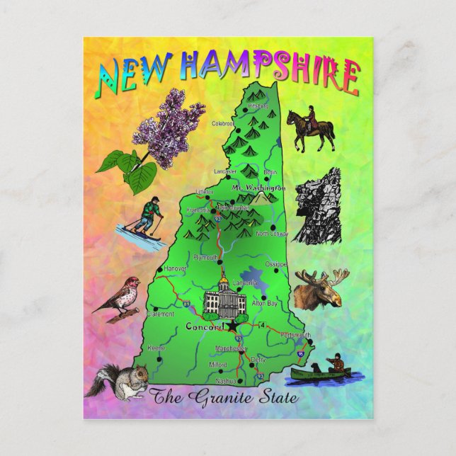 New Hampshire State map card (Front)