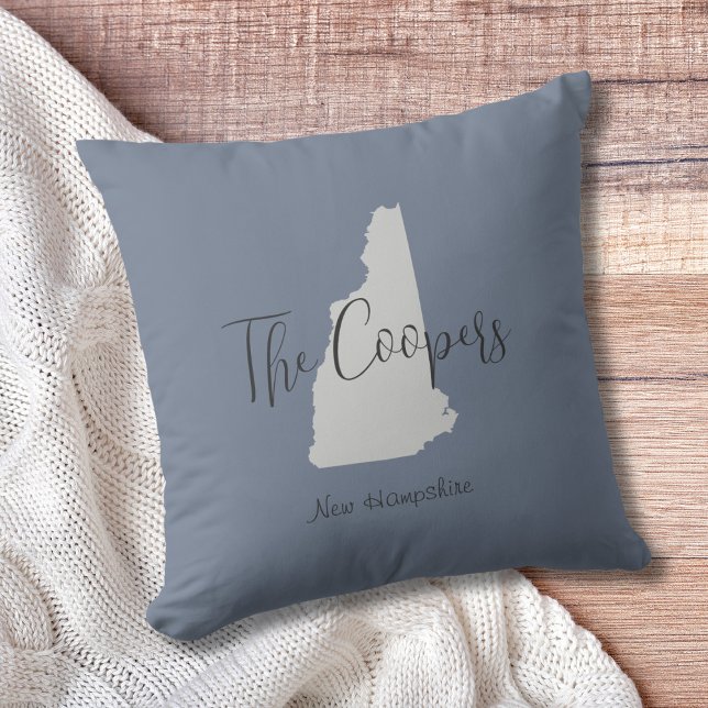 New Hampshire State Outline Throw Pillow (Show pride for your state and personalize it!  "love makes this house a home in <your state>")