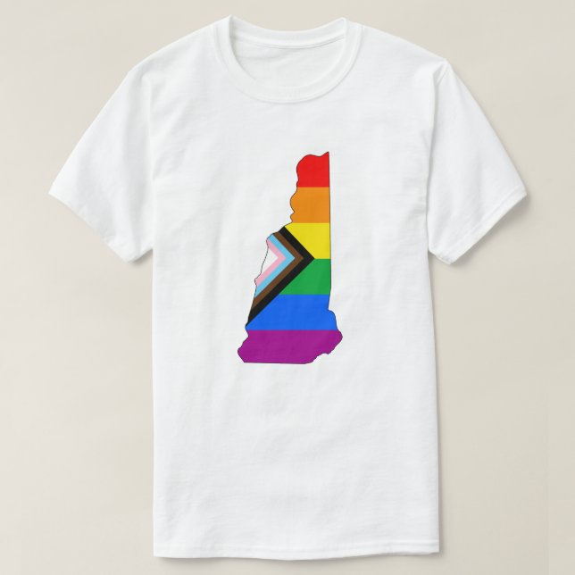 New Hampshire State Pride LGBTQ Progress Pride T-Shirt (Design Front)
