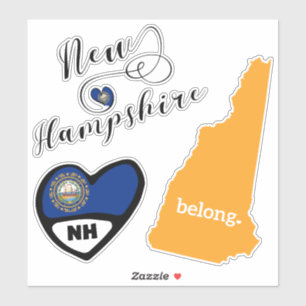 New Hampshire State, Sheet of Die Cut Stickers