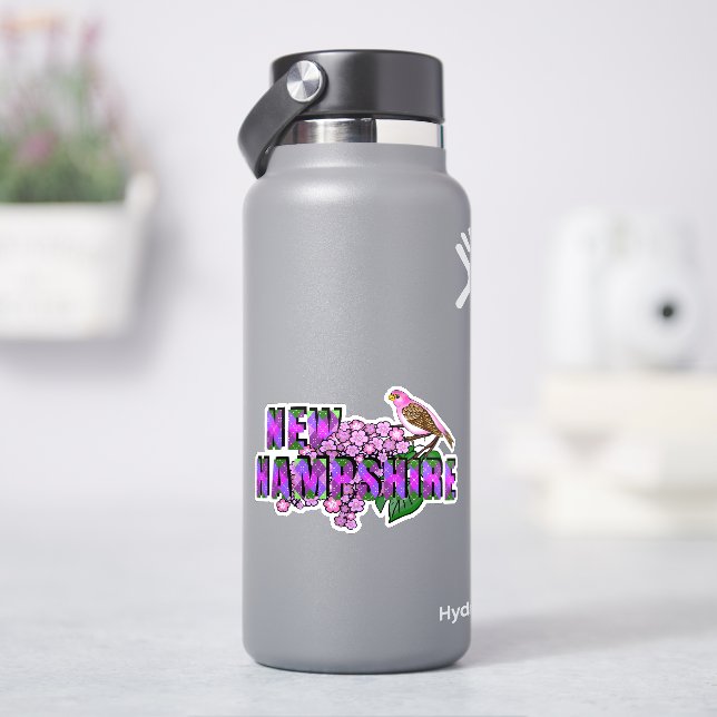 New Hampshire State Symbols Purple Finch & Lilacs (HydroFlask)