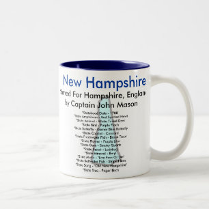 New Hampshire Symbols & Map Two-Tone Coffee Mug