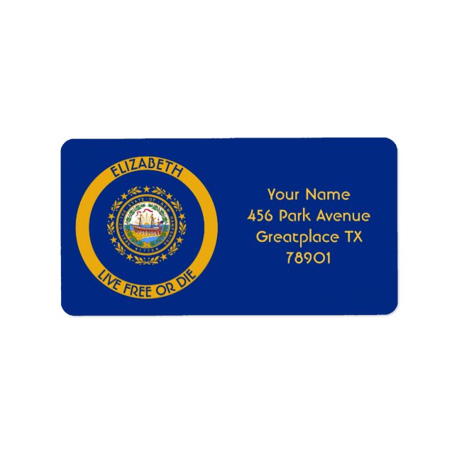 New Hampshire The Granite State Personalised Flag Label (Front)