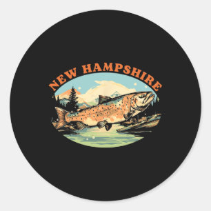 New Hampshire Trout Fly Fishing Fisherman Art Classic Round Sticker
