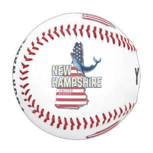New Hampshire United States Retro State Map Baseball