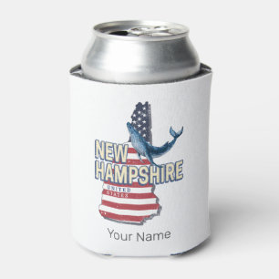 New Hampshire United States Retro State Map Can Cooler