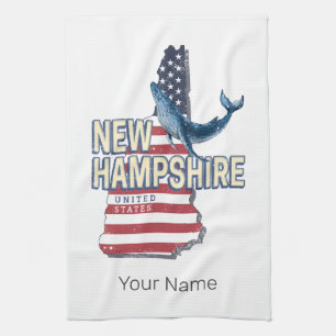 New Hampshire United States Retro State Map Tea Towel