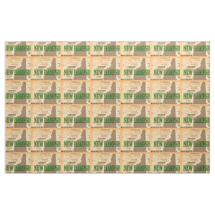 New Hampshire Vintage Map Fabric