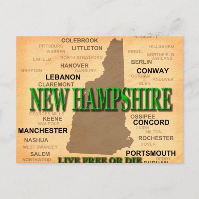New Hampshire Vintage Map Postcard (Front)