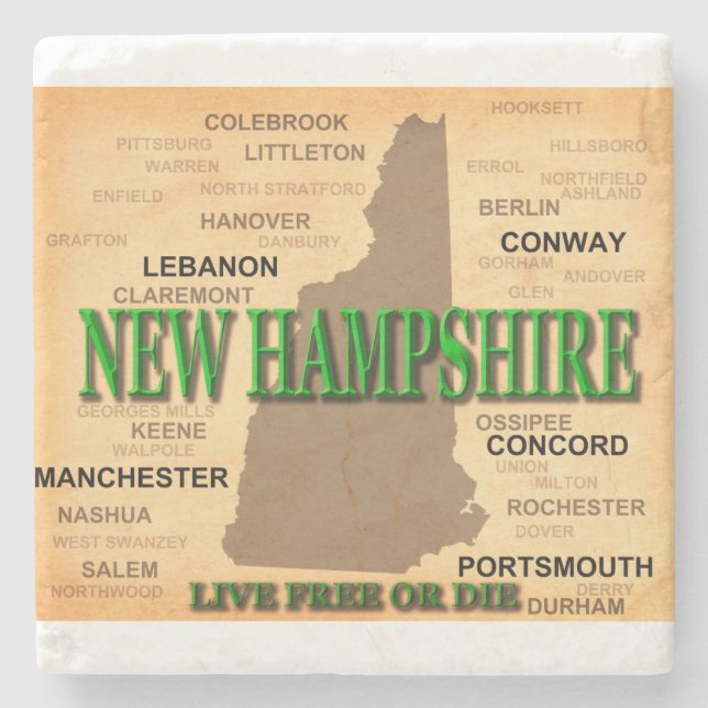 New Hampshire Vintage Map Stone Coaster (Front)