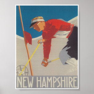 New Hampshire Vintage Ski Travel Poster