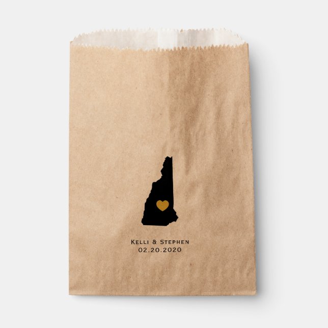 New Hampshire Wedding Favour Treat Sacks, Gift Bag (Front)