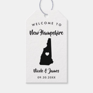 New Hampshire Wedding Welcome Bag Tags, Map Gift Tags
