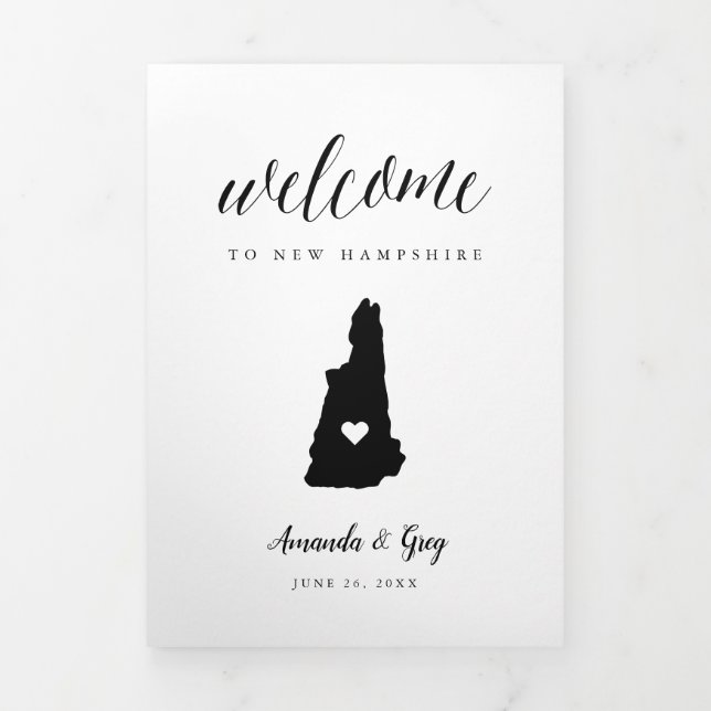New Hampshire Wedding Welcome Letter & Itinerary Tri-Fold Programme (Cover)