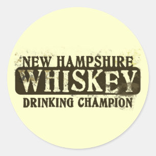 New Hampshire Whiskey Drinking Champion Classic Round Sticker
