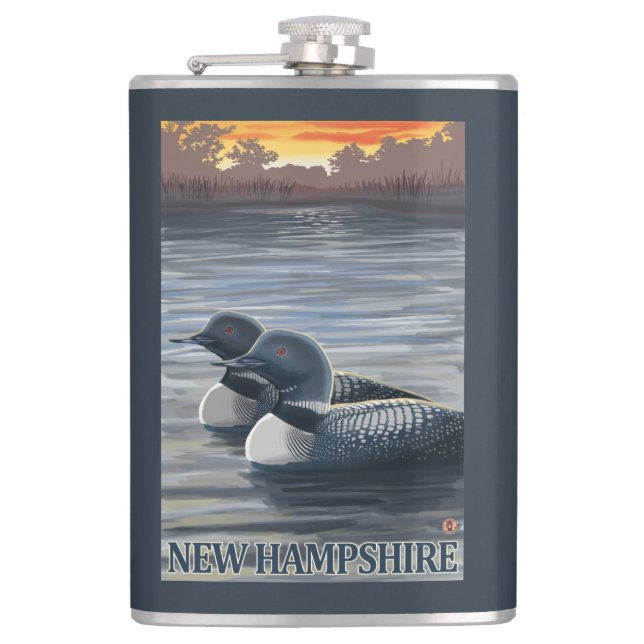 New HampshireCommon Loon Hip Flask (Front)