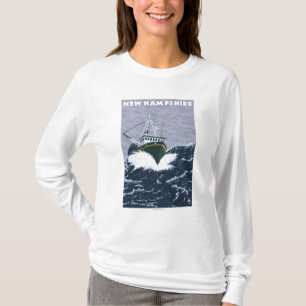 New HampshireCrab Fishing Boat Scene T-Shirt