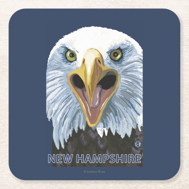 New HampshireEagle Up Close Square Paper Coaster (Front)