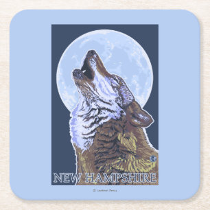 New HampshireHowling Wolf Square Paper Coaster