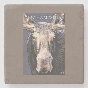 New HampshireMoose Up Close Stone Coaster