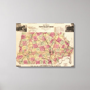 New HampshirePanoramic MapNew Hampshire Canvas Print