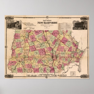 New HampshirePanoramic MapNew Hampshire Poster
