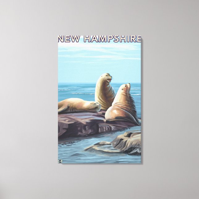 New HampshireSea Lions Scene Canvas Print (Front)