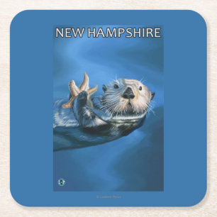 New HampshireSea Otter Scene Square Paper Coaster