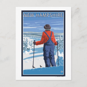 New HampshireSkier Admiring View Postcard