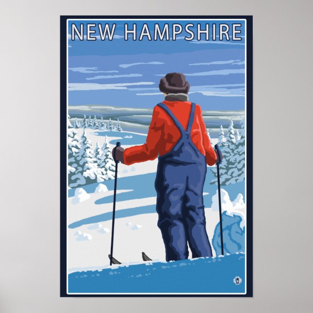 New HampshireSkier Admiring View Poster (Front)