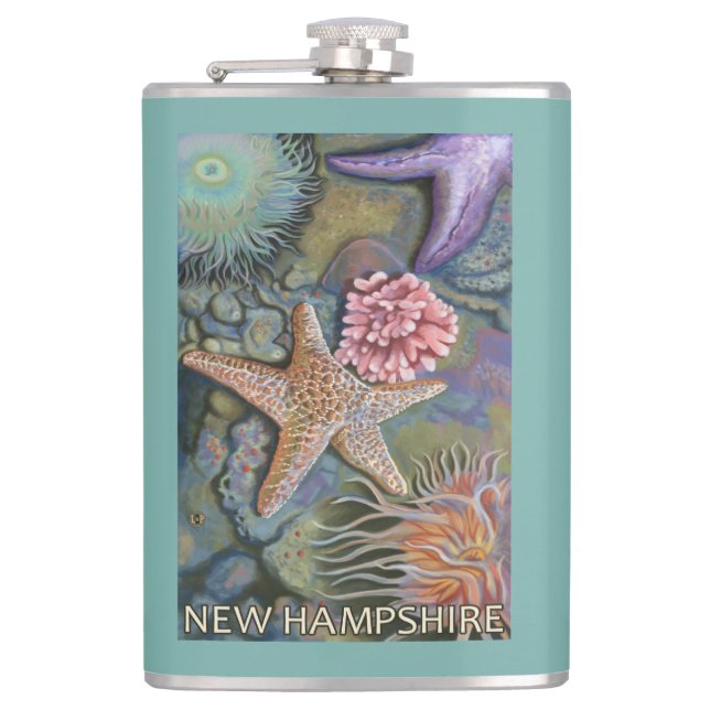 New HampshireTidepool Scene Hip Flask (Front)