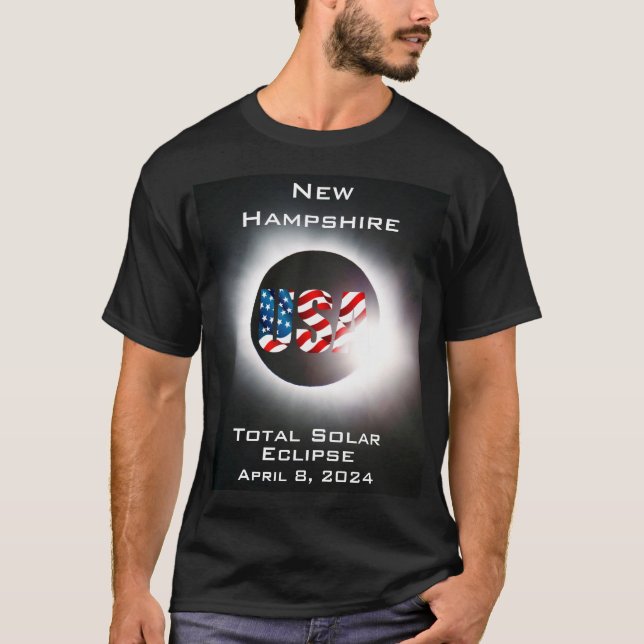 New HampshireUSA Total solar eclipse April 8, 2024 T-Shirt (Front)