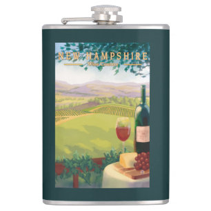 New HampshireWine Country Scene Hip Flask
