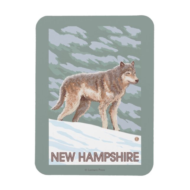 New HampshireWolf Scene Magnet (Vertical)