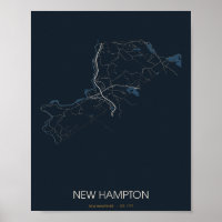 New Hampton New Hampshire Street Map Poster (Night