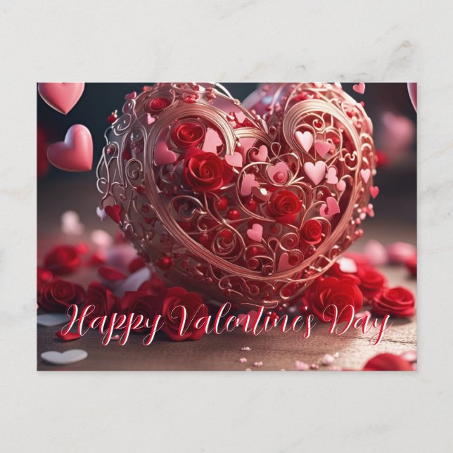 New Happy Valentine's Day Hearts Postcard (Front)